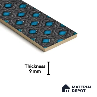 Metallic Wall Handmade Tile TL 05869 Pattern 1 Turquoise Luxe 297 mm x 72 mm Vitrified - 9 mm | 4 Random Patterns | Suitable For Living Room, Bedroom, Kitchen