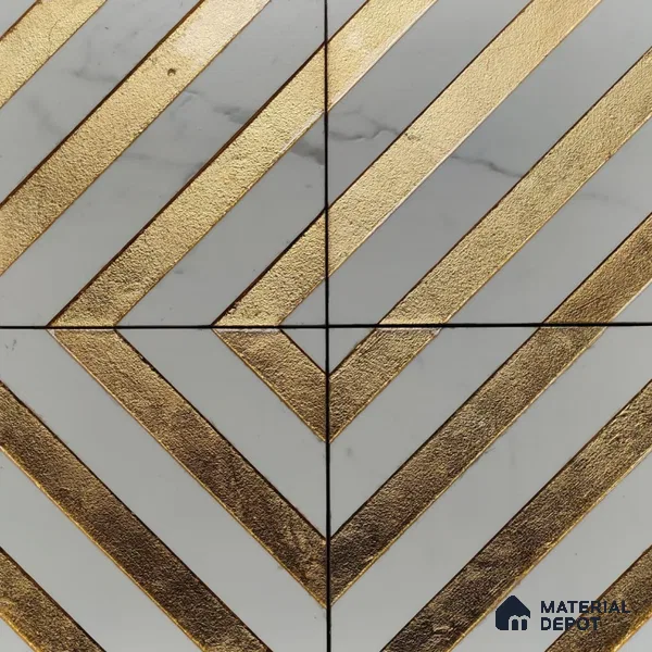Metallic Wall Tile TL 05906 Arte 197 mm x 197 mm Vitrified - 9 mm | Handcrafted Precious Metal | Suitable For Dry Area, Accent/Feature Wall