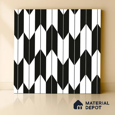 TL 03314 Arrow Black 600 x 600 mm Carving Matte Finish GVT Moroccan Tile - 9 mm (Sample)