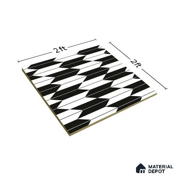 TL 03314 Arrow Black 600 x 600 mm Carving Matte Finish GVT Moroccan Tile - 9 mm (Sample)