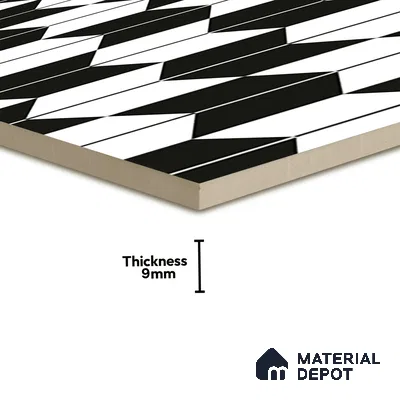 TL 03314 Arrow Black 600 x 600 mm Carving Matte Finish GVT Moroccan Tile - 9 mm (Sample)