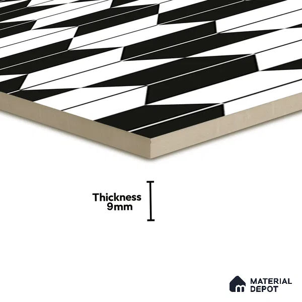 TL 03314 Arrow Black 600 x 600 mm Carving Matte Finish GVT Moroccan Tile - 9 mm (Sample)
