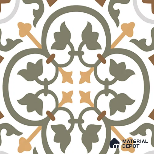 Moroccan Wall & Floor Tile TL 03320 Brizo Verde 2 ft x 2 ft Carving Matte Finish Vitrified Tile - 9 mm | Suitable For Kitchen, Balcony, Dining Area | Please Expect a Slight Variation of Pattern