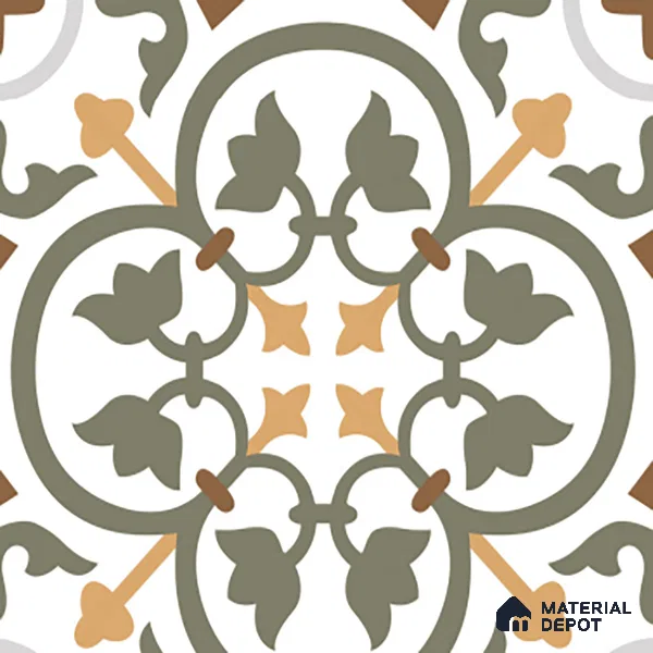 Moroccan Wall & Floor Tile TL 03320 Brizo Verde 2 ft x 2 ft Carving Matte Finish Vitrified Tile - 9 mm | Suitable For Kitchen, Bathroom, Dining Area | Please Expect a Slight Variation of Pattern (Sample)
