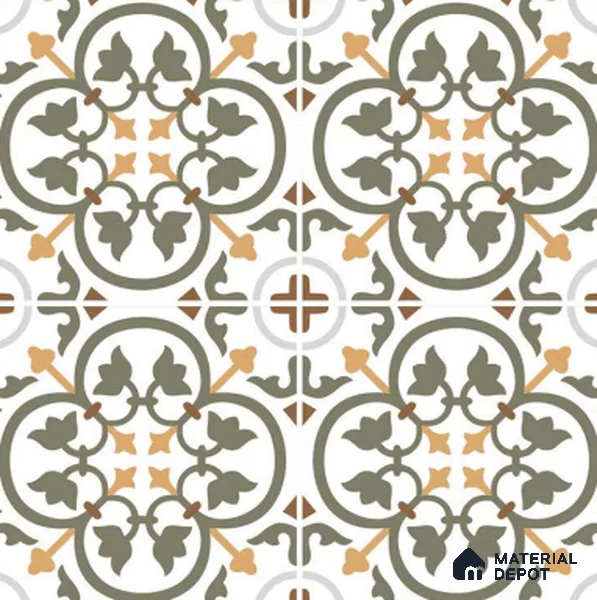 Moroccan Wall & Floor Tile TL 03320 Brizo Verde 2 ft x 2 ft Carving Matte Finish Vitrified Tile - 9 mm | Suitable For Kitchen, Bathroom, Dining Area | Please Expect a Slight Variation of Pattern (Sample)