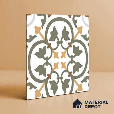 Moroccan Wall & Floor Tile TL 03320 Brizo Verde 2 ft x 2 ft Carving Matte Finish Vitrified Tile - 9 mm | Suitable For Kitchen, Bathroom, Dining Area | Please Expect a Slight Variation of Pattern (Sample)