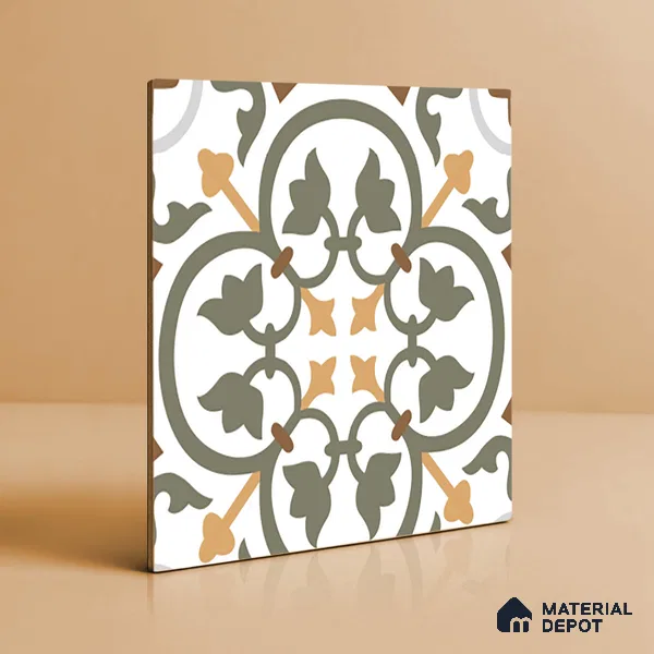 Moroccan Wall & Floor Tile TL 03320 Brizo Verde 2 ft x 2 ft Carving Matte Finish Vitrified Tile - 9 mm | Suitable For Kitchen, Bathroom, Dining Area | Please Expect a Slight Variation of Pattern (Sample)
