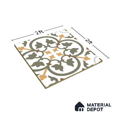 Moroccan Wall & Floor Tile TL 03320 Brizo Verde 2 ft x 2 ft Carving Matte Finish Vitrified Tile - 9 mm | Suitable For Kitchen, Bathroom, Dining Area | Please Expect a Slight Variation of Pattern (Sample)