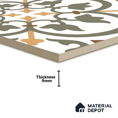 Moroccan Wall & Floor Tile TL 03320 Brizo Verde 2 ft x 2 ft Carving Matte Finish Vitrified Tile - 9 mm | Suitable For Kitchen, Bathroom, Dining Area | Please Expect a Slight Variation of Pattern (Sample)
