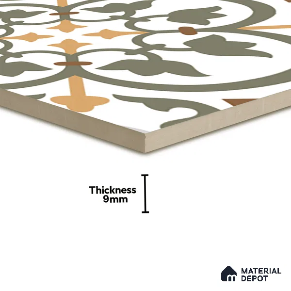 Moroccan Wall & Floor Tile TL 03320 Brizo Verde 2 ft x 2 ft Carving Matte Finish Vitrified Tile - 9 mm | Suitable For Kitchen, Bathroom, Dining Area | Please Expect a Slight Variation of Pattern (Sample)