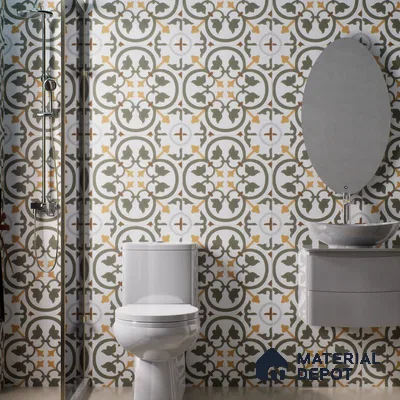 Moroccan Wall & Floor Tile TL 03320 Brizo Verde 2 ft x 2 ft Carving Matte Finish Vitrified Tile - 9 mm | Suitable For Kitchen, Bathroom, Dining Area | Please Expect a Slight Variation of Pattern (Sample)