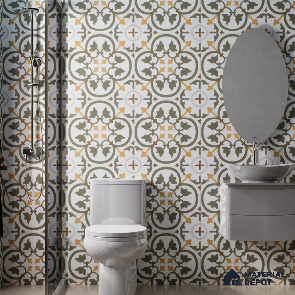 Moroccan Wall & Floor Tile TL 03320 Brizo Verde 2 ft x 2 ft Carving Matte Finish Vitrified Tile - 9 mm | Suitable For Kitchen, Bathroom, Dining Area | Please Expect a Slight Variation of Pattern (Sample)