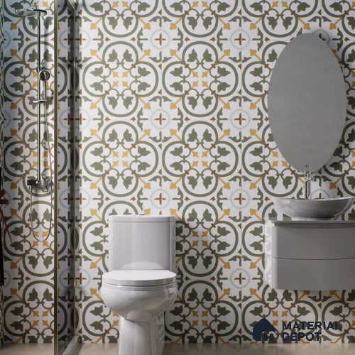 Moroccan Wall & Floor Tile TL 03320 Brizo Verde 2 ft x 2 ft Carving Matte Finish Vitrified Tile - 9 mm | Suitable For Kitchen, Balcony, Dining Area | Please Expect a Slight Variation of Pattern