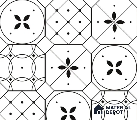 TL 03325 Cromatic White 600 x 600 mm Carving Matte Finish GVT Moroccan Tile - 9 mm (2 Random) | Please Expect a Slight Variation of Pattern (Sample)