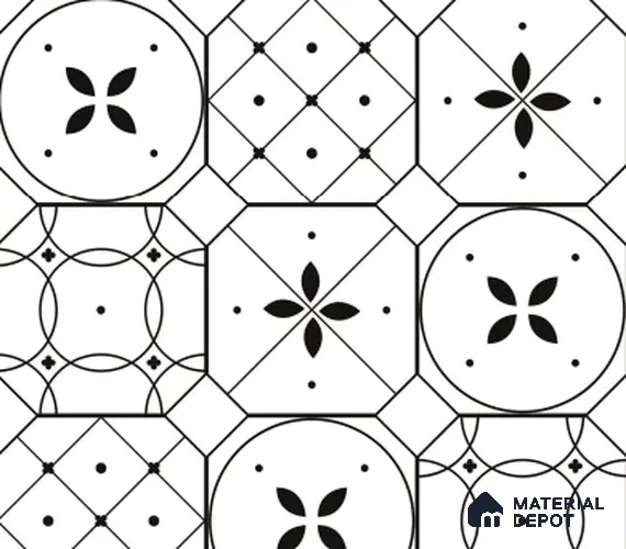 TL 03325 Cromatic White 600 x 600 mm Carving Matte Finish GVT Moroccan Tile - 9 mm (2 Random) | Please Expect a Slight Variation of Pattern