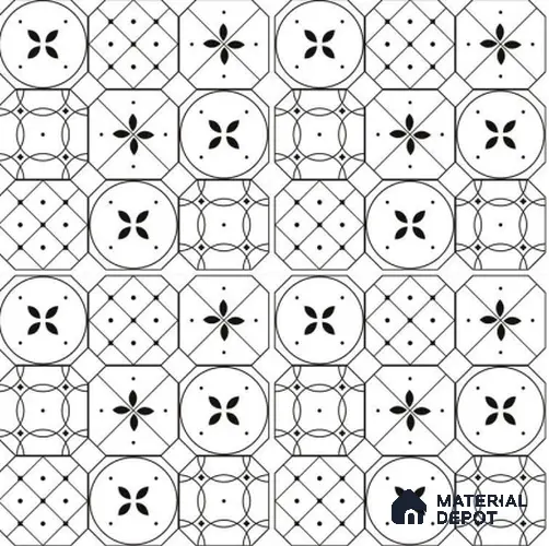 TL 03325 Cromatic White 600 x 600 mm Carving Matte Finish GVT Moroccan Tile - 9 mm (2 Random) | Please Expect a Slight Variation of Pattern