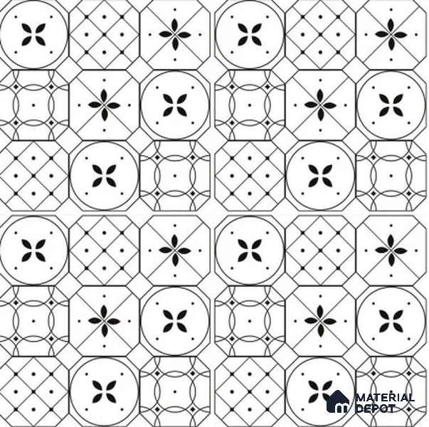 TL 03325 Cromatic White 600 x 600 mm Carving Matte Finish GVT Moroccan Tile - 9 mm (2 Random) | Please Expect a Slight Variation of Pattern (Sample)