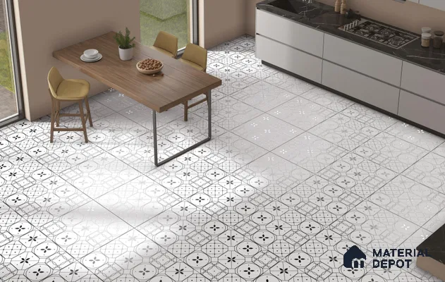 TL 03325 Cromatic White 600 x 600 mm Carving Matte Finish GVT Moroccan Tile - 9 mm (2 Random) | Please Expect a Slight Variation of Pattern (Sample)