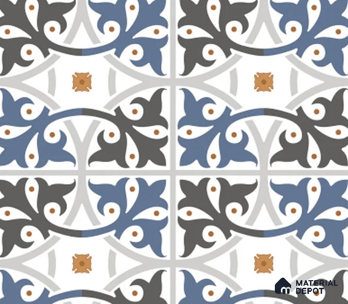 TL 03328 Disney Azure 600 x 600 mm Carving Matte Finish GVT Moroccan Tile - 9 mm | Please Expect a Slight Variation of Pattern (Sample)