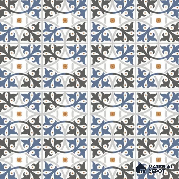 TL 03328 Disney Azure 600 x 600 mm Carving Matte Finish GVT Moroccan Tile - 9 mm | Please Expect a Slight Variation of Pattern (Sample)