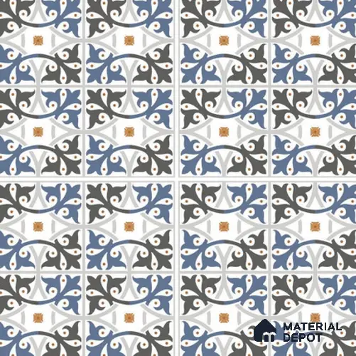TL 03328 Disney Azure 600 x 600 mm Carving Matte Finish GVT Moroccan Tile - 9 mm | Please Expect a Slight Variation of Pattern