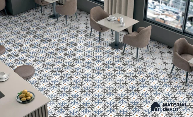 TL 03328 Disney Azure 600 x 600 mm Carving Matte Finish GVT Moroccan Tile - 9 mm | Please Expect a Slight Variation of Pattern (Sample)