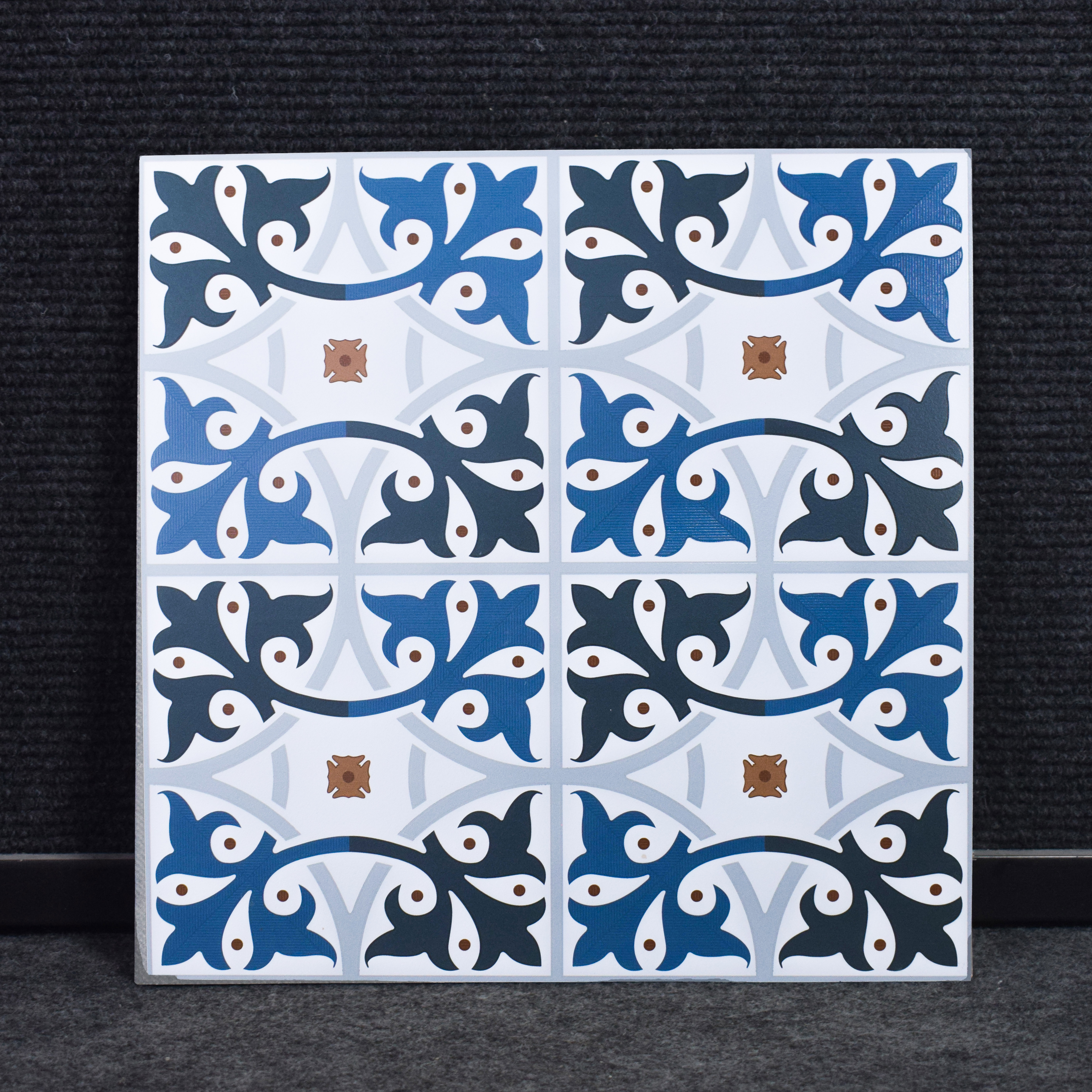 TL 03328 Disney Azure 600 x 600 mm Carving Matte Finish GVT Moroccan Tile - 9 mm | Please Expect a Slight Variation of Pattern (Sample)