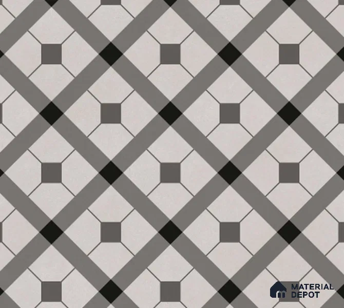 Moroccan Floor & Wall Tile TL 03329 Dolce Grigio 2 ft x 2 ft Carving Matte Finish Vitrified Tile - 9 mm | Please Expect a Slight Variation of Pattern | Suitable For Kitchen, Bathroom, Dining Area