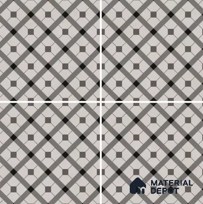 Moroccan Floor & Wall Tile TL 03329 Dolce Grigio 2 ft x 2 ft Carving Matte Finish Vitrified Tile - 9 mm | Please Expect a Slight Variation of Pattern | Suitable For Kitchen, Bathroom, Dining Area