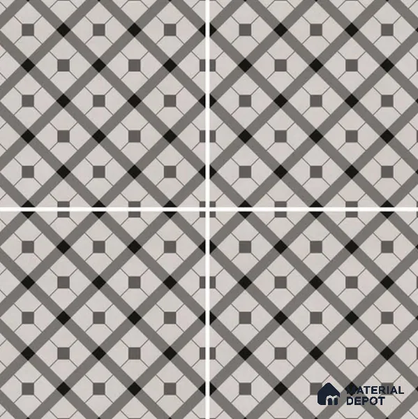 Moroccan Floor & Wall Tile TL 03329 Dolce Grigio 2 ft x 2 ft Carving Matte Finish Vitrified Tile - 9 mm | Please Expect a Slight Variation of Pattern | Suitable For Kitchen, Bathroom, Dining Area