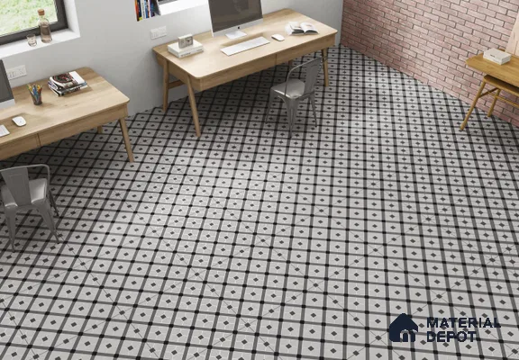 Moroccan Floor & Wall Tile TL 03329 Dolce Grigio 2 ft x 2 ft Carving Matte Finish Vitrified Tile - 9 mm | Please Expect a Slight Variation of Pattern | Suitable For Kitchen, Bathroom, Dining Area