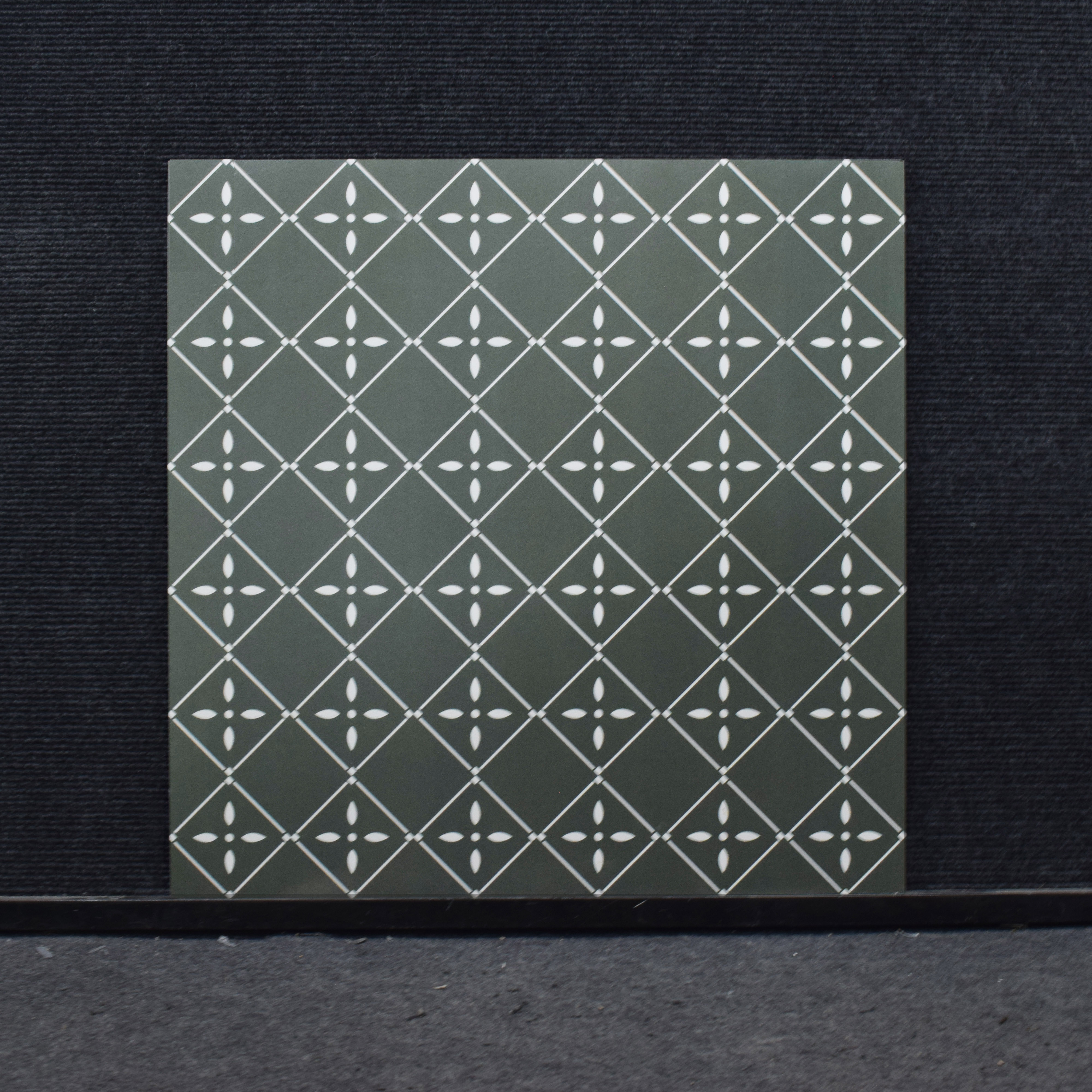 TL 03342 Fontana Green 600 x 600 mm Carving Matte Finish GVT Moroccan Tile - 9 mm | Please Expect a Slight Variation of Pattern (Sample)