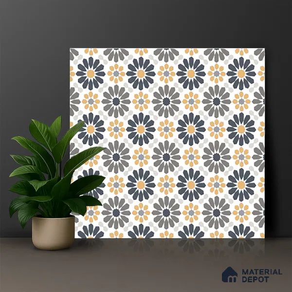 Moroccan Wall & Floor Tile TL 03343 Frammento 2 ft x 2 ft Carving Matte Finish Vitrified Tile - 9 mm | Suitable For Kitchen, Bathroom, Dining Area | Please Expect a Slight Variation of Pattern