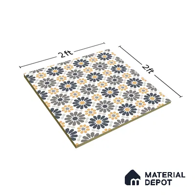 Moroccan Wall & Floor Tile TL 03343 Frammento 2 ft x 2 ft Carving Matte Finish Vitrified Tile - 9 mm | Suitable For Kitchen, Bathroom, Dining Area | Please Expect a Slight Variation of Pattern