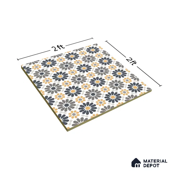 Moroccan Wall & Floor Tile TL 03343 Frammento 2 ft x 2 ft Carving Matte Finish Vitrified Tile - 9 mm | Suitable For Kitchen, Bathroom, Dining Area | Please Expect a Slight Variation of Pattern