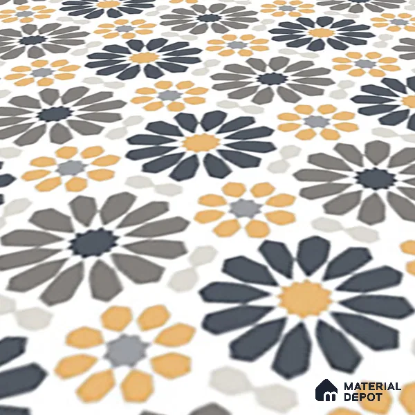 Moroccan Wall & Floor Tile TL 03343 Frammento 2 ft x 2 ft Carving Matte Finish Vitrified Tile - 9 mm | Suitable For Kitchen, Bathroom, Dining Area | Please Expect a Slight Variation of Pattern