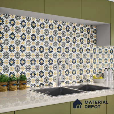 Moroccan Wall & Floor Tile TL 03343 Frammento 2 ft x 2 ft Carving Matte Finish Vitrified Tile - 9 mm | Suitable For Kitchen, Bathroom, Dining Area | Please Expect a Slight Variation of Pattern