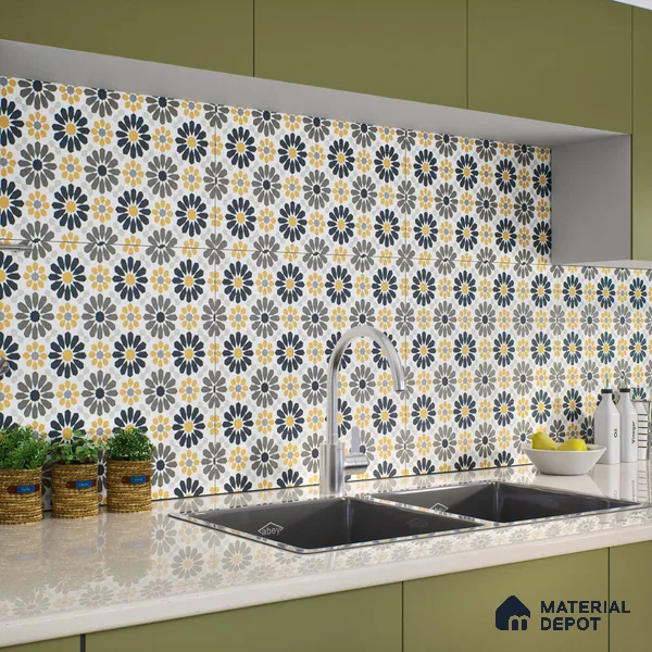 Moroccan Wall & Floor Tile TL 03343 Frammento 2 ft x 2 ft Carving Matte Finish Vitrified Tile - 9 mm | Suitable For Kitchen, Bathroom, Dining Area | Please Expect a Slight Variation of Pattern