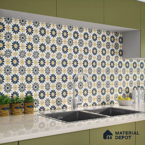 Moroccan Wall & Floor Tile TL 03343 Frammento 2 ft x 2 ft Carving Matte Finish Vitrified Tile - 9 mm | Suitable For Kitchen, Balcony, Dining Area | Please Expect a Slight Variation of Pattern