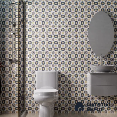 Moroccan Wall & Floor Tile TL 03343 Frammento 2 ft x 2 ft Carving Matte Finish Vitrified Tile - 9 mm | Suitable For Kitchen, Bathroom, Dining Area | Please Expect a Slight Variation of Pattern