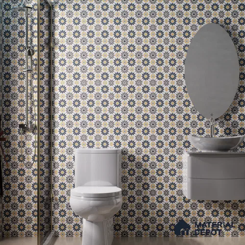 Moroccan Wall & Floor Tile TL 03343 Frammento 2 ft x 2 ft Carving Matte Finish Vitrified Tile - 9 mm | Suitable For Kitchen, Balcony, Dining Area | Please Expect a Slight Variation of Pattern
