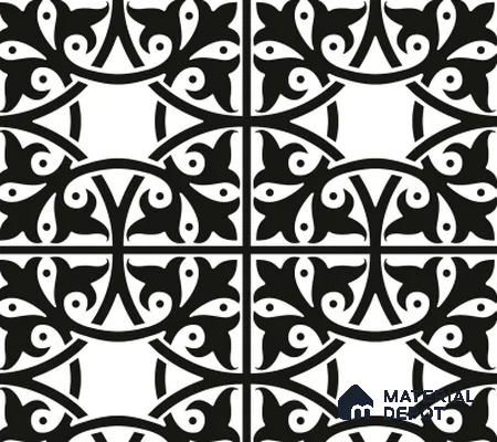 TL 03344 Fresco Black 600 x 600 mm Carving Matte Finish GVT Moroccan Tile - 9 mm | Please Expect a Slight Variation of Pattern