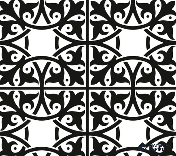 TL 03344 Fresco Black 600 x 600 mm Carving Matte Finish GVT Moroccan Tile - 9 mm | Please Expect a Slight Variation of Pattern