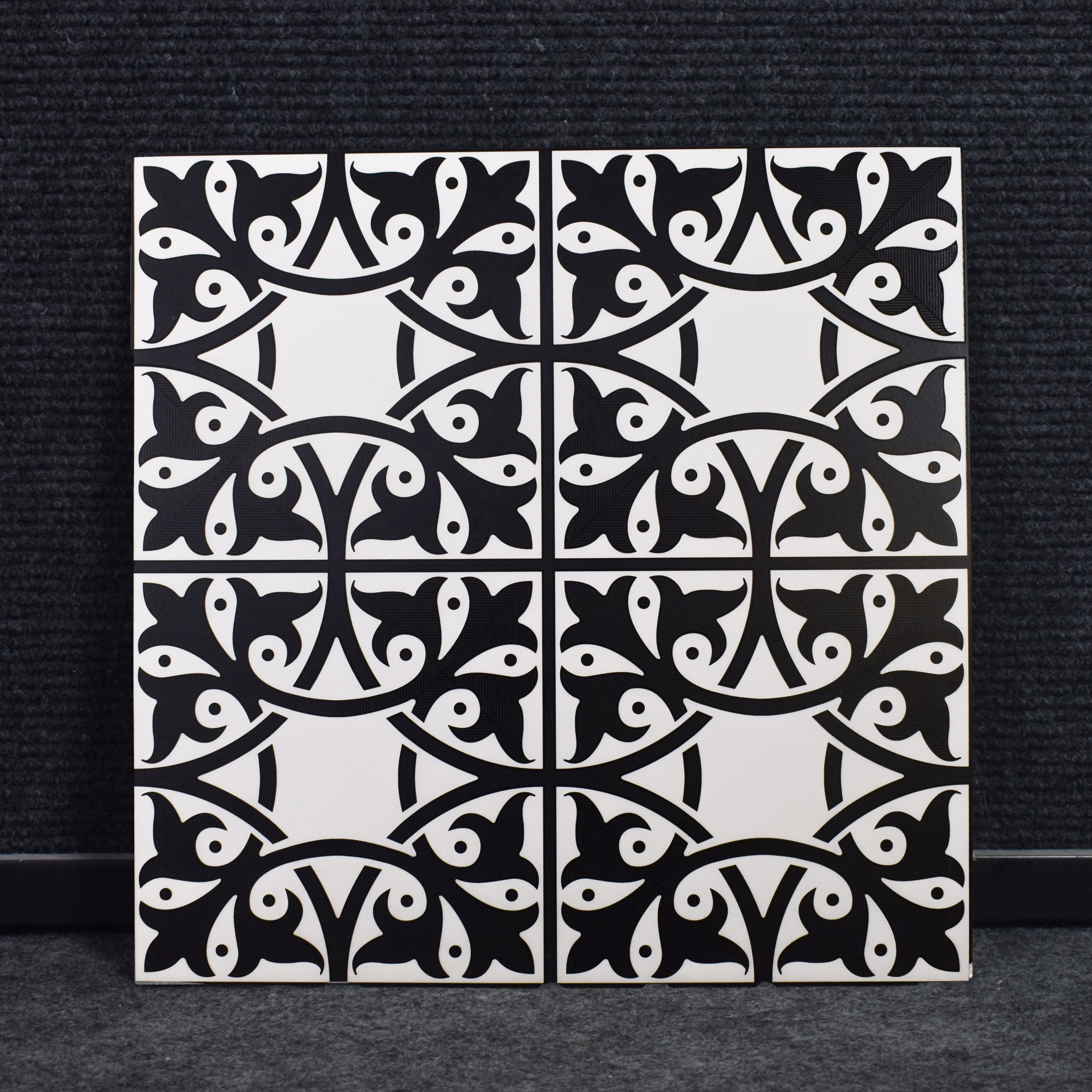TL 03344 Fresco Black 600 x 600 mm Carving Matte Finish GVT Moroccan Tile - 9 mm | Please Expect a Slight Variation of Pattern