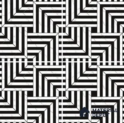 TL 03350 Marmo Black 600 x 600 mm Carving Matte Finish GVT Moroccan Tile - 9 mm | Please Expect a Slight Variation of Pattern (Sample)