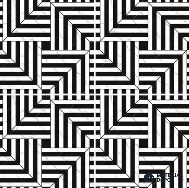 TL 03350 Marmo Black 600 x 600 mm Carving Matte Finish GVT Moroccan Tile - 9 mm | Please Expect a Slight Variation of Pattern (Sample)