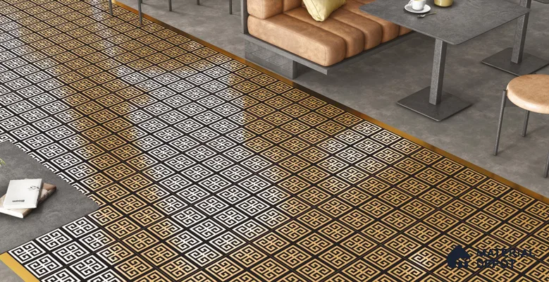 TL 03351 Marvel Gold 600 x 600 mm Carving Matte Finish GVT Moroccan Tile - 9 mm (Sample)