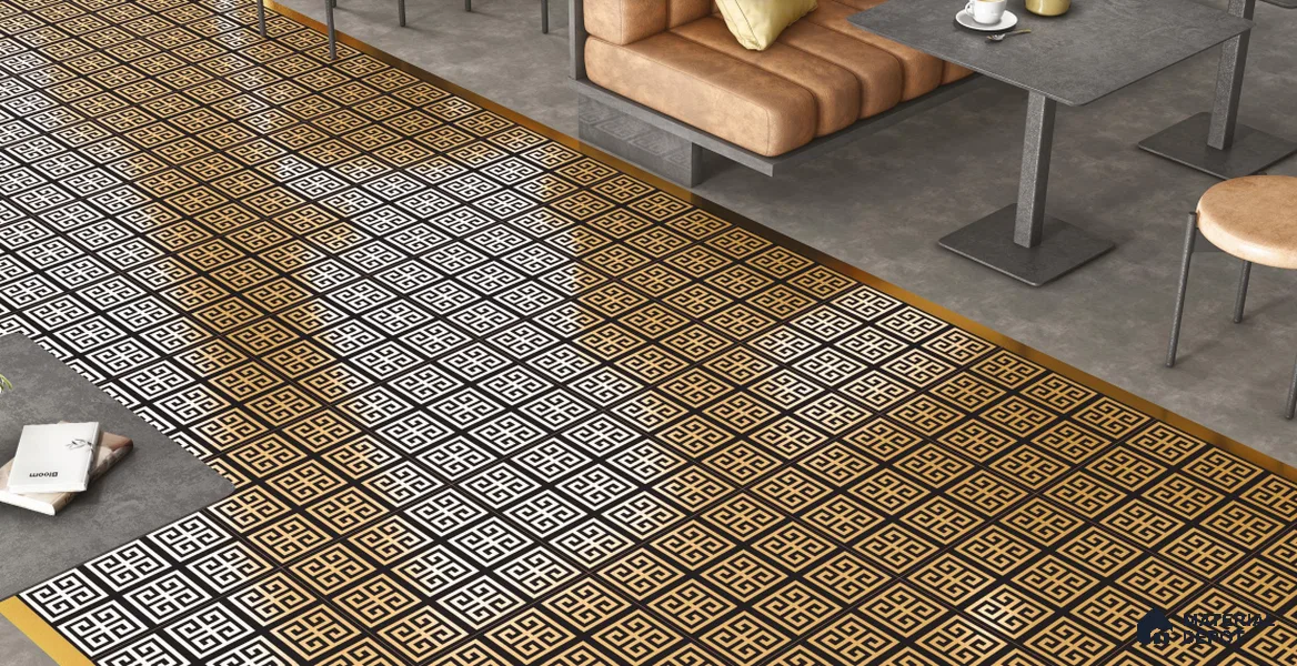 TL 03351 Marvel Gold 600 x 600 mm Carving Matte Finish GVT Moroccan Tile - 9 mm (Sample)