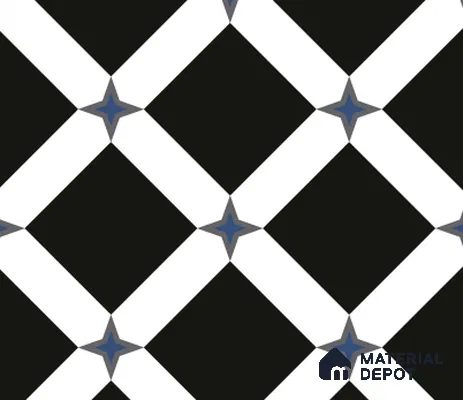 TL 03353 Mistero Black 600 x 600 mm Carving Matte Finish GVT Moroccan Tile - 9 mm | Please Expect a Slight Variation of Pattern