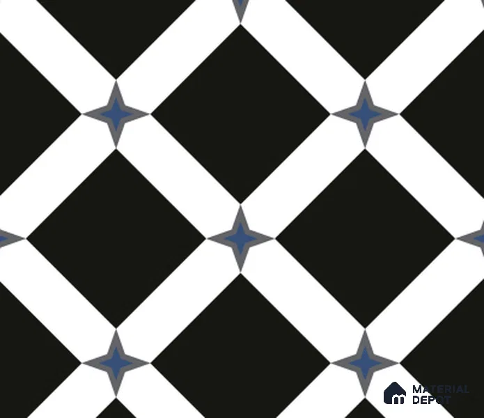 TL 03353 Mistero Black 600 x 600 mm Carving Matte Finish GVT Moroccan Tile - 9 mm | Please Expect a Slight Variation of Pattern